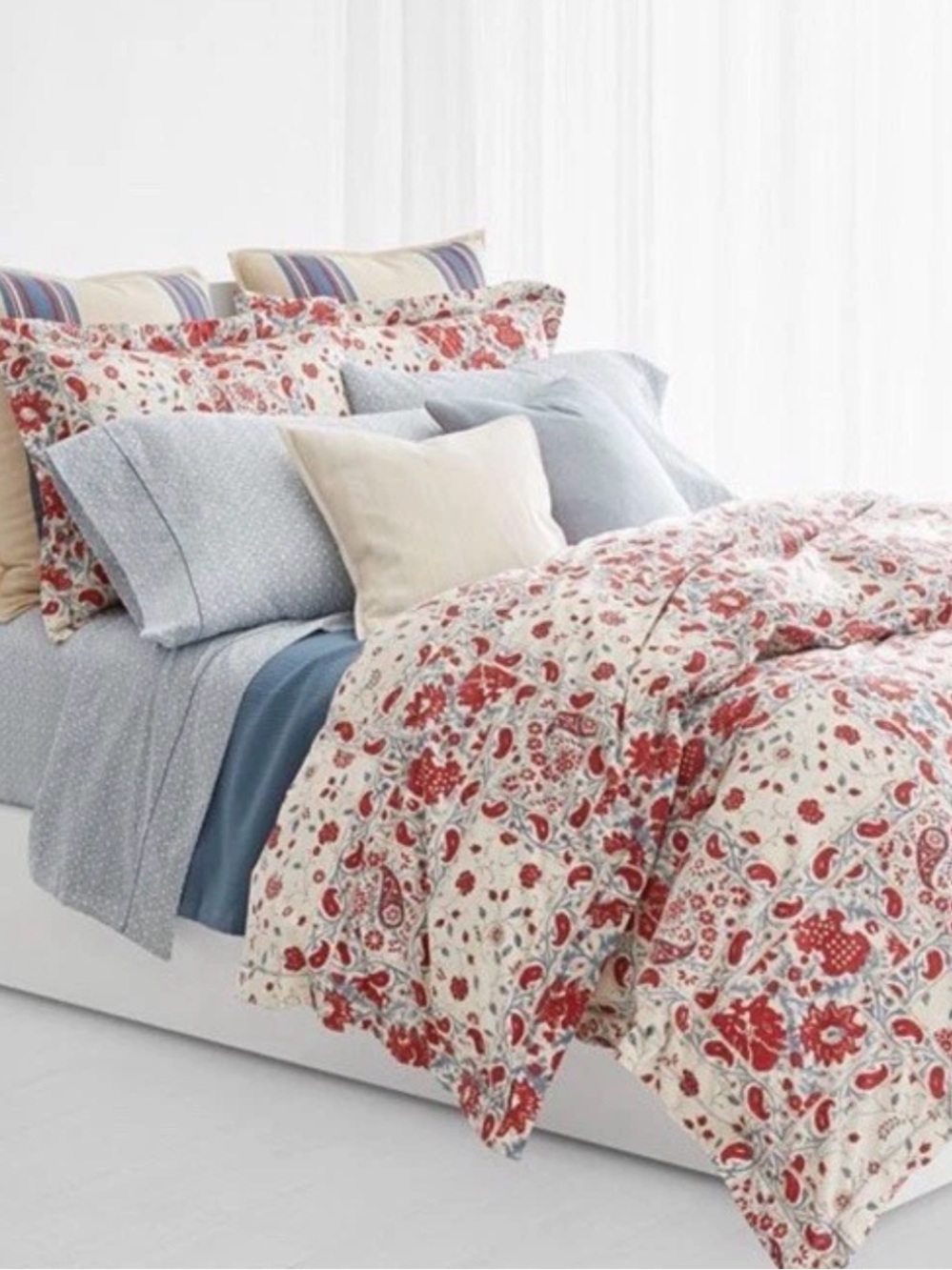 Lauren Ralph Lauren Kelsey Red Cream Bohemian Paisley King Duvet Cover Sets 3PCS - Picture 1 of 14